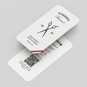 Carte De Visite Barbier classique Barbier rouge blanc bleu moderne