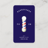 Carte De Visite Barbier classique Pole en barbier bleu foncé (Devant)