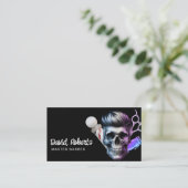 Carte De Visite Barbier Crâne Barbier Coiffure Stylo de cheveux No (Debout devant)