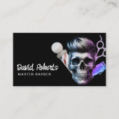 Carte De Visite Barbier Crâne Barbier Coiffure Stylo de cheveux No (Devant)