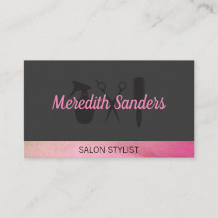 Carte De Visite Barbier de salon Outils Accent rose chic