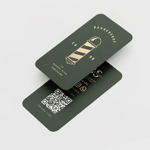 Carte De Visite Barbier d'or moderne Poche coupe-cheveux QR