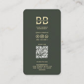 Carte De Visite Barbier doré moderne Poteau barbier Barbier Vert (Dos)