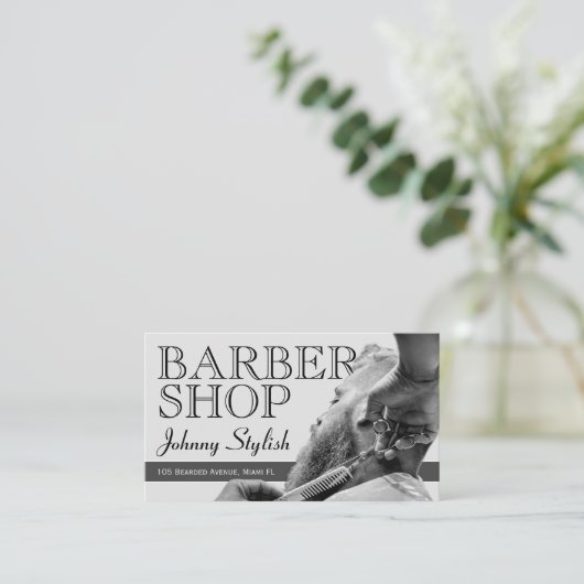 Carte De Visite Barbier gris (Debout devant)