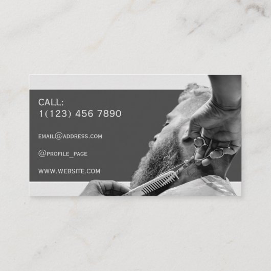 Carte De Visite Barbier gris (Dos)