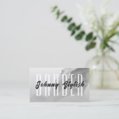 Carte De Visite Barbier gris élégant urbain (Debout devant)