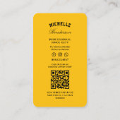 Carte De Visite Barbier Jaune Ciseaux Barbier Noir Minimal (Dos)