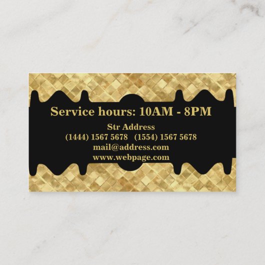 Carte De Visite Barbier lame or Razor simple (Dos)