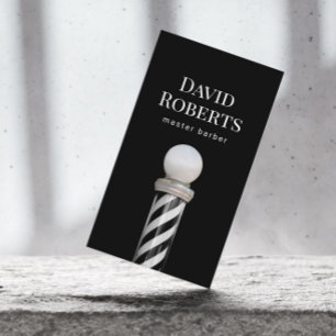 Carte De Visite Barbier minimaliste noir poteau en barbier cheveux