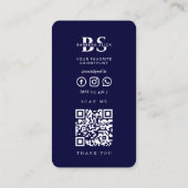 Carte De Visite Barbier moderne Barber's Pole Barber bleu foncé (Dos)