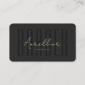 Carte De Visite Barbier moderne Barbershop noir Script Professiona (Devant)