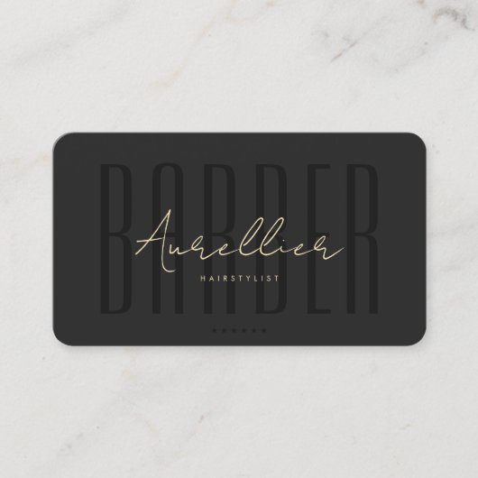 Carte De Visite Barbier moderne Barbershop noir Script Professiona (Devant)