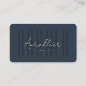 Carte De Visite Barbier moderne Barbier professionnel bleu foncé (Devant)