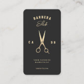 Carte De Visite Barbier moderne Black Gold Ciseaux Barber (Devant)