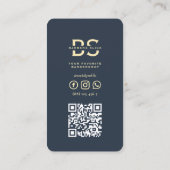 Carte De Visite Barbier moderne Bleu foncé Pole de Barbier d'or (Dos)