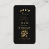 Carte De Visite Barbier moderne Ciseaux Noirs Barbershop Or (Dos)