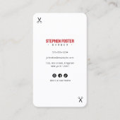 Carte De Visite Barbier moderne Coiffeur Barbier Blanc Bleu Rouge (Devant)