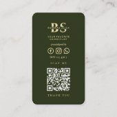 Carte De Visite Barbier moderne Dark Green Gold Barber Poteau (Dos)