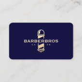 Carte De Visite Barbier moderne Midnight Blue Gold Barber's Pole (Devant)