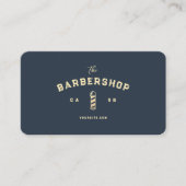 Carte De Visite Barbier moderne Monogramme Barbier Bleu foncé (Devant)