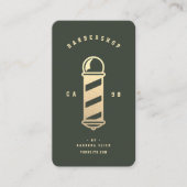 Carte De Visite Barbier moderne Moss Green Gold Barber Poteau (Devant)