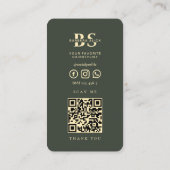 Carte De Visite Barbier moderne Moss Green Gold Barber Poteau (Dos)