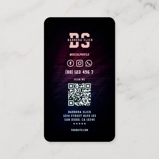 Carte De Visite Barbier moderne Pole Barber Rouge Blanc Bleu (Dos)