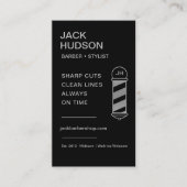 Carte De Visite Barbier noir en argent Barbier en coiffure Code QR (Devant)