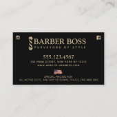 Carte De Visite Barbier Patriotique Noir et Or (Devant)
