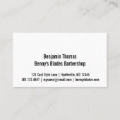 Carte De Visite Barbier Poteau noir et blanc Barbier (Dos)