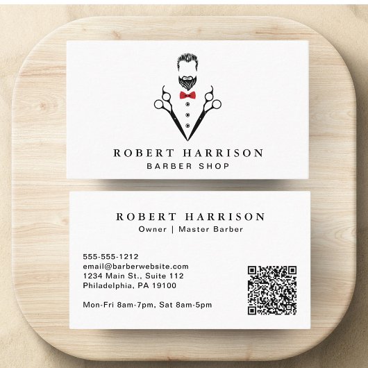 Carte De Visite Barbier professionnel Barber Code QR