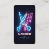 Carte De Visite Barbier professionnel Neon Barber ciseaux (Devant)