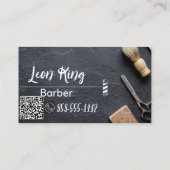 Carte De Visite Barbier professionnel QR Gris (Dos)