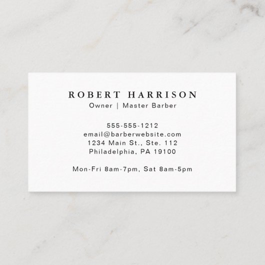 Carte De Visite Barbier professionnel simple Barbier (Dos)