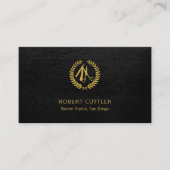 Carte De Visite Barbier QR CODE LOGO élégant or noir (Devant)