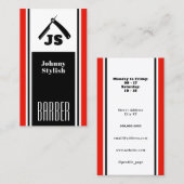 Carte De Visite Barbier rouge et noir (Devant / Derrière)