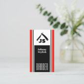 Carte De Visite Barbier rouge et noir (Debout devant)