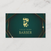 Carte De Visite Barbier Vert Et Or (Devant)