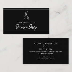 Carte De Visite Barbier Vintage noir classique Outils Barbier