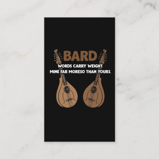 Carte De Visite Bard D20 Dice Dungeon Dragons Gamer Imaginaire RPG (Devant)