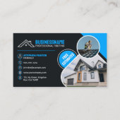 Carte De Visite Bardeaux de toiture bleu professionnel (Devant)