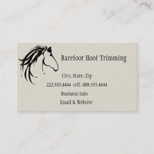 Carte De Visite Barefoot Hoof Trimming Classic Horse Logo