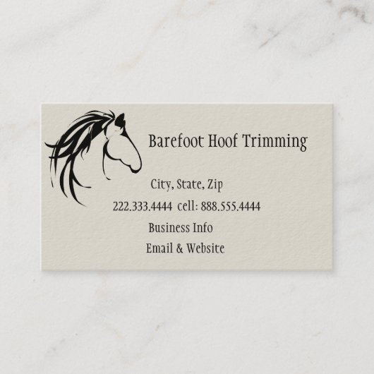 Carte De Visite Barefoot Hoof Trimming Classic Horse Logo (Devant)