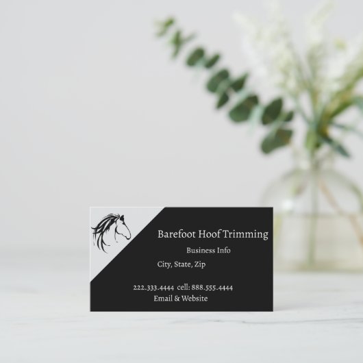 Carte De Visite Barefoot Hoof Trimming Classic Horse Logo (Debout devant)