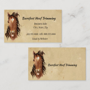 Carte De Visite Barefoot Hoof Trimming Farrier Fun Horse Logo
