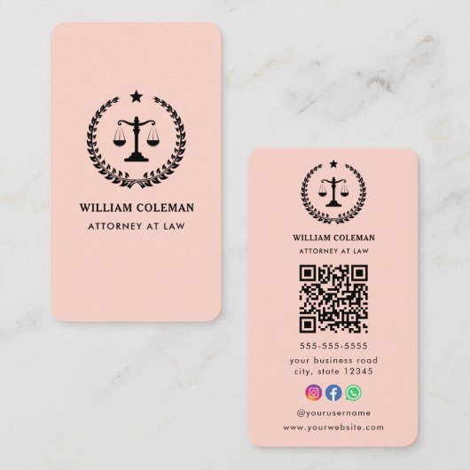 Carte De Visite Barème de justice des avocats professionnels Code (Devant / Derrière)