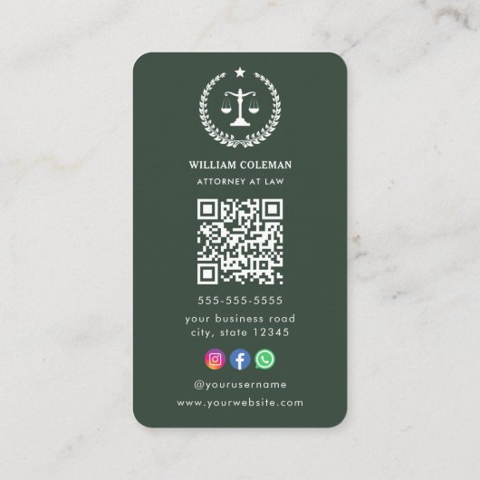 Carte De Visite Barème de justice des avocats professionnels Code (Dos)