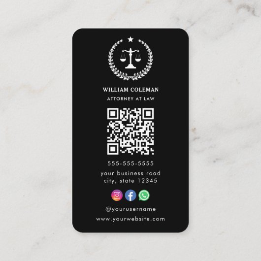 Carte De Visite Barème de justice des avocats professionnels Code (Dos)