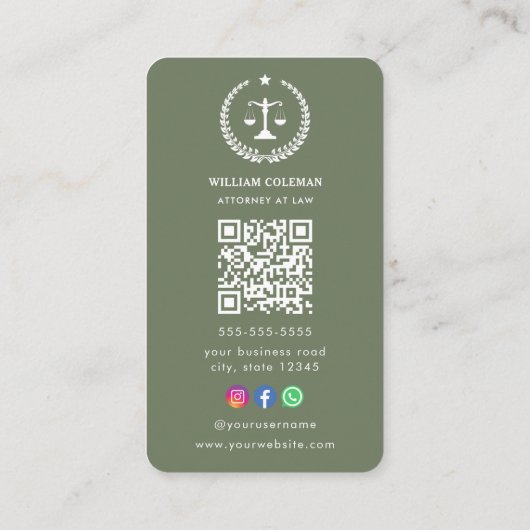 Carte De Visite Barème de justice des avocats professionnels Code  (Dos)
