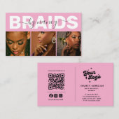 Carte De Visite Barids Typographie Photo Code Qr Logo Rose (Devant / Derrière)
